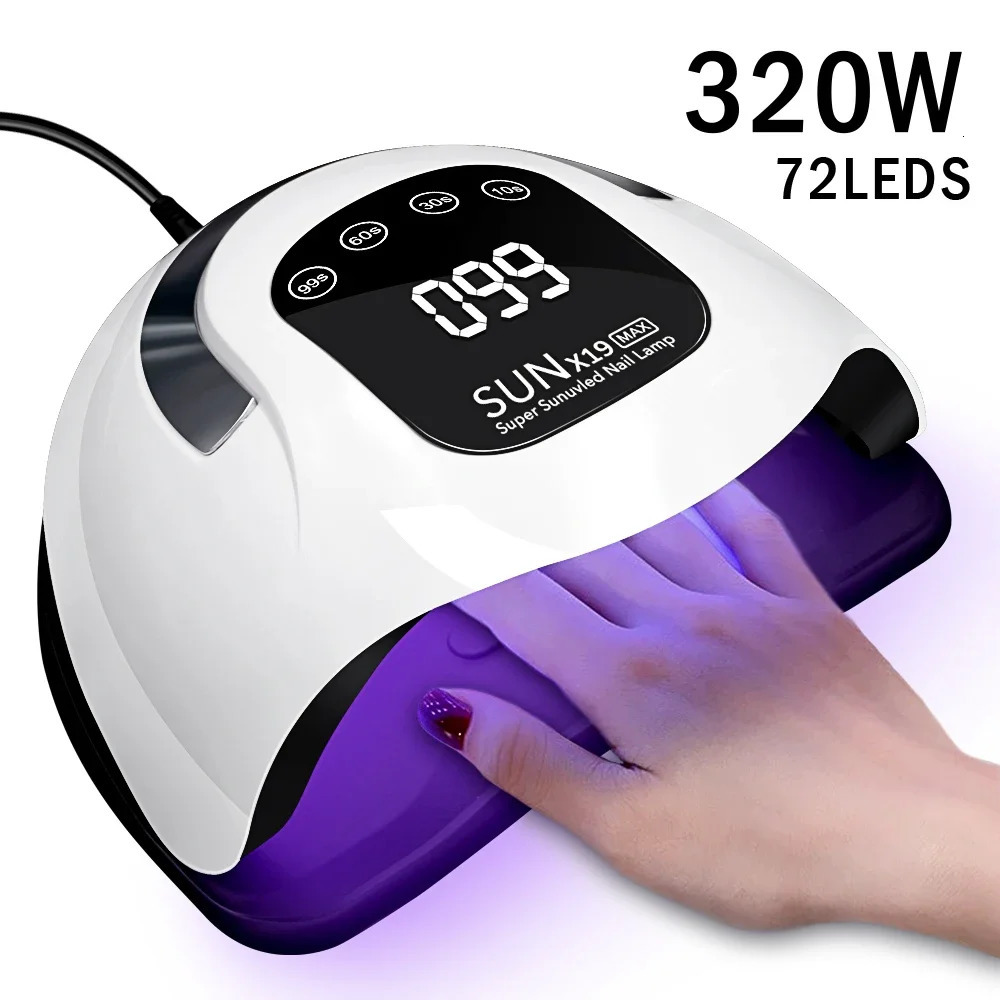 SUN X19 MAX UV LED Nail Drying Lamp 320W Professional UV Nail Dryer Light for Gel Nails 72 Beads Fast Curing Gel Polish Lamp 240626