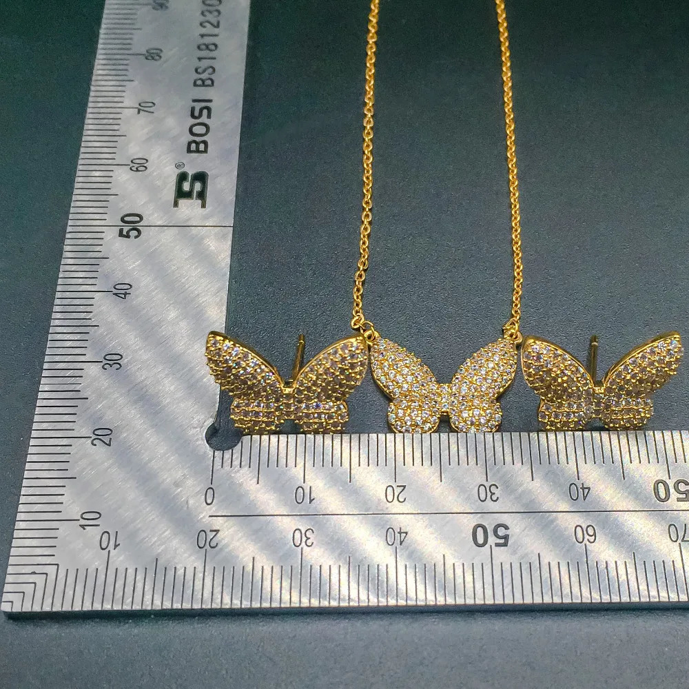 Hadiyana Elegant Butterfly Pendant Jewelry Set For Young Woman Gift sale Mexico Fashion Jewelry With Sparkling Zirconia CN294 240627