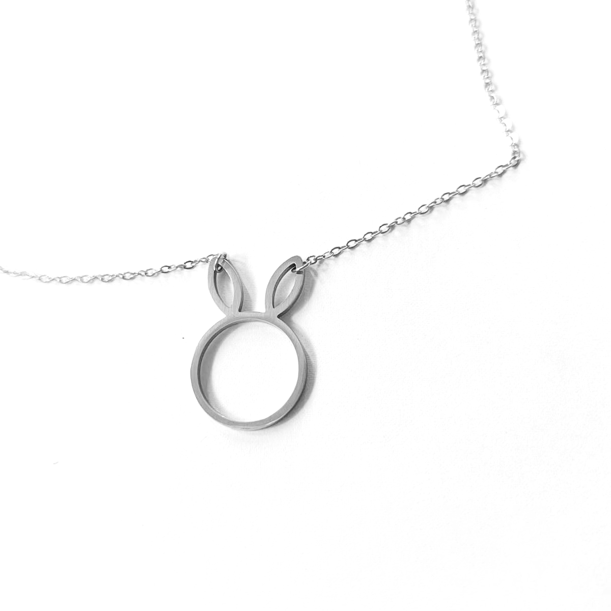 Stainless Steel Cute Bunny Rabbit Ear Head Shape Necklace Pet Baby Hare Cartoon Animal Outline Cat Pendant Collar for Women Girl