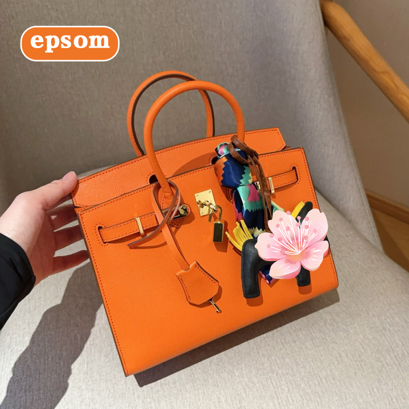 Handbag Pochette Designer Clutch Luxury Bag High Quality Genuine leather 25CM 30CM Hand Bags with Gold Lock Top Handle Orange Shoulder Bag Luxurys Handbags