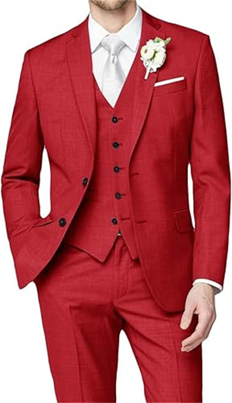 3 Piece Men Slim Fit Suits Wedding Tuxedos Groomsmen Prom Business Dusty Green Suit One Button Blazer Jacket Vest Pants Tuxedo Set Groom Wear