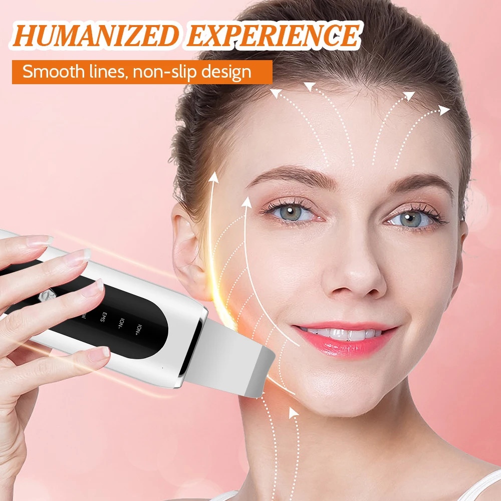 Ultrasonic Skin Scrubber Peeling Blackhead r Deep Face Cleaning Ultrasonic Ion Ance Pore Cleaner Shovel Device 240626