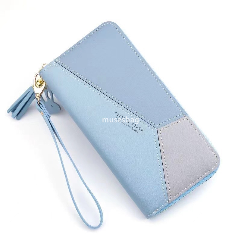 Designer Women's Fashionable and Fashionable New Handheld Bag Wallet Long Color Contrast Panel Zipper Tassel Practical Large Capacity Wallet Phon