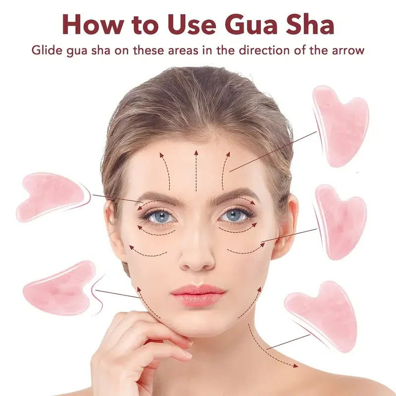 Natural Stone GuaSha Jade Beauty Scraping Massage Tools Firm Skin Care Face Gua Sha SPA Physical Gue Che Roller 240626