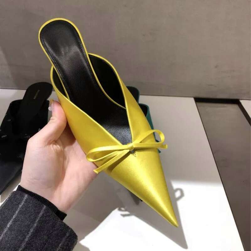 Heels: Pointed-toe High Silk Mules for Summer 2024 4