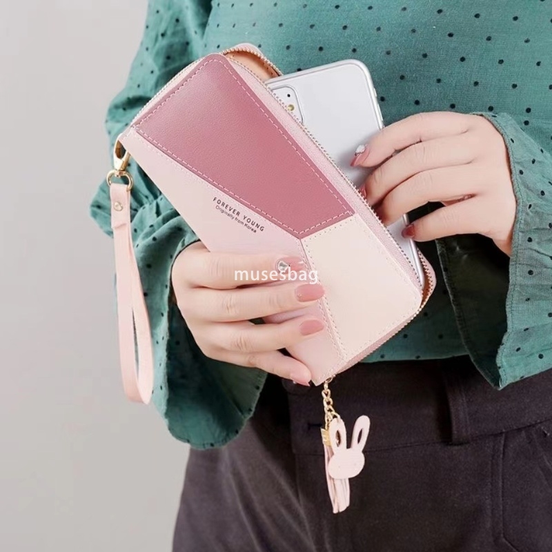Designer Women's Fashionable and Fashionable New Handheld Bag Wallet Long Color Contrast Panel Zipper Tassel Practical Large Capacity Wallet Phon