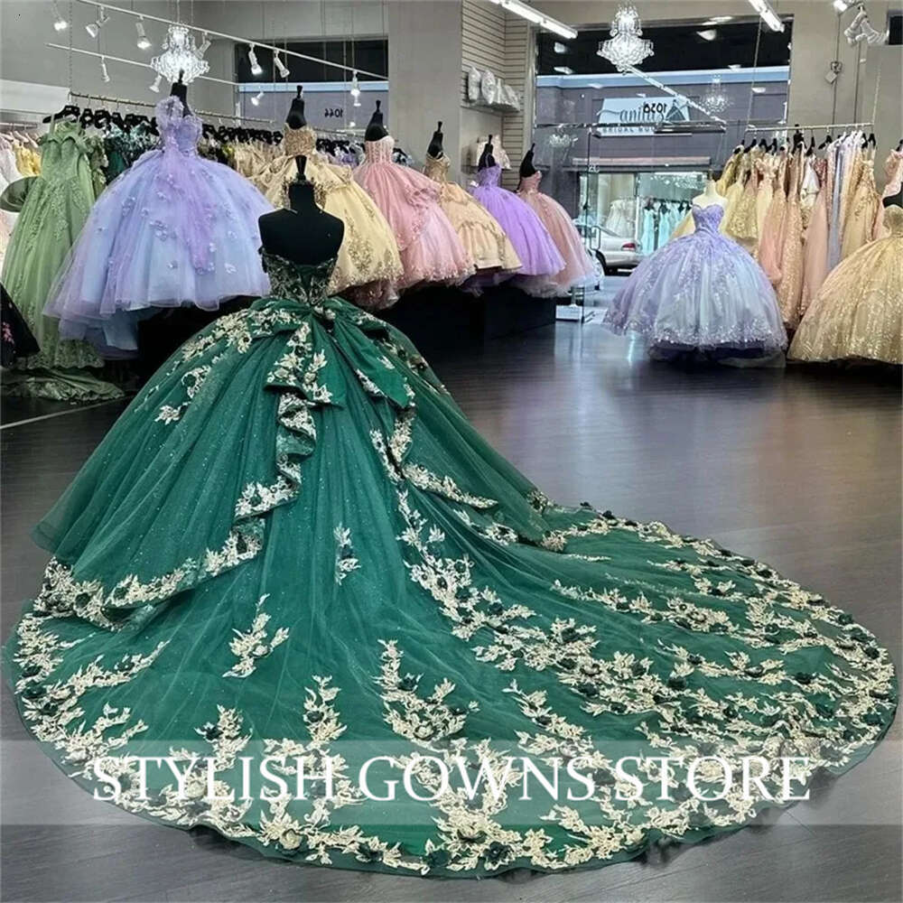 Green Mexico Sweetheart Quinceanera Dress Beaded Princess D Wer Ball Gown For Sweet Applique Birthday Party Prom Dresses es