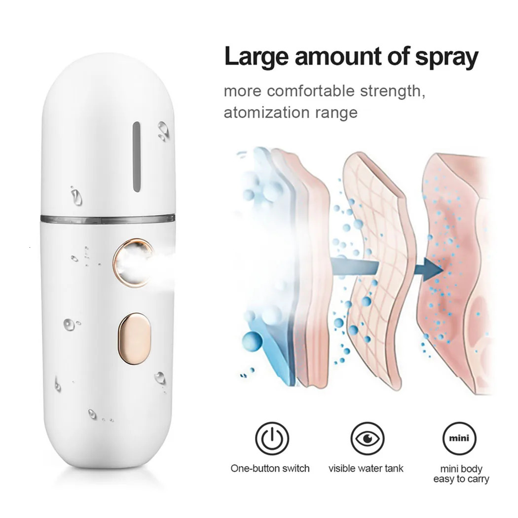 CkeyiN 30ml Mini Steamer Mist Sprayer Nano Hydrating Face Mist Spray Bottle Humidifier Spa Skin Care 240626