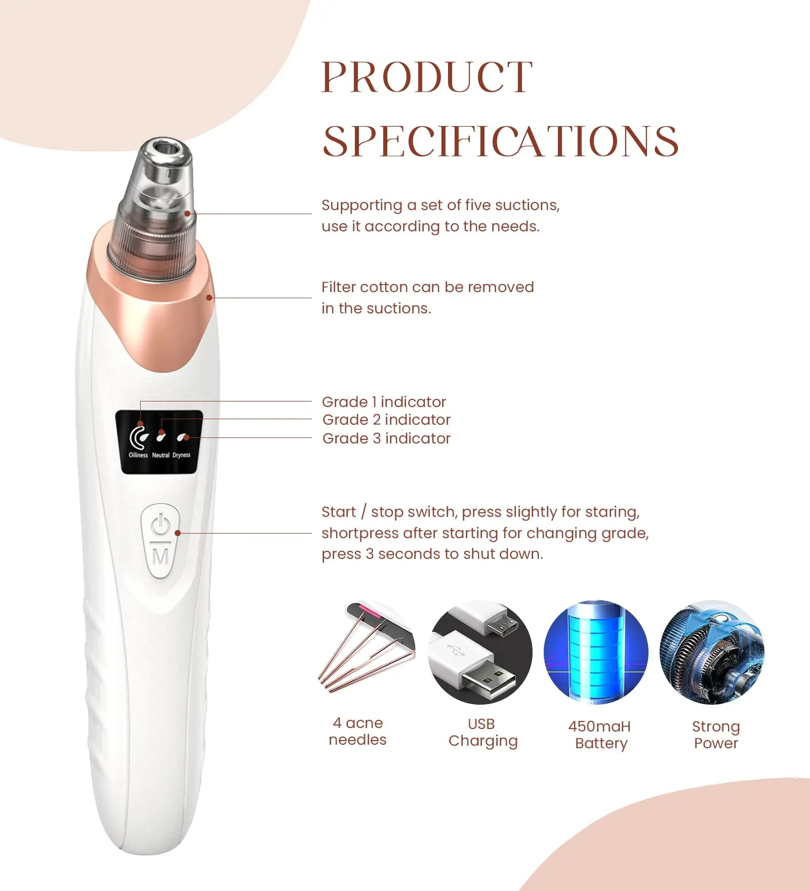 Electric Blackhead r Vacuum Cleaner Black Spots Removal Deep Cleansing Pore Cleaner Machine Face Skin Care Tools 240626