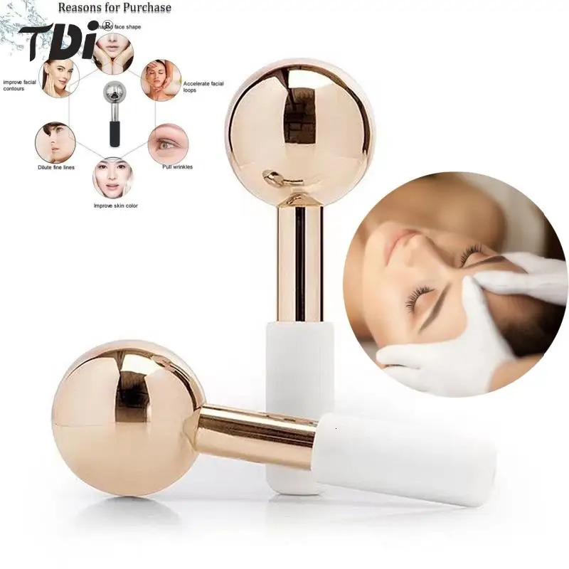 Ice Globes Cold Stainless Steel Roller Skin Beauty Spa Cooling Globe Massage Ball Face Care Cryo Freeze Stick 240626
