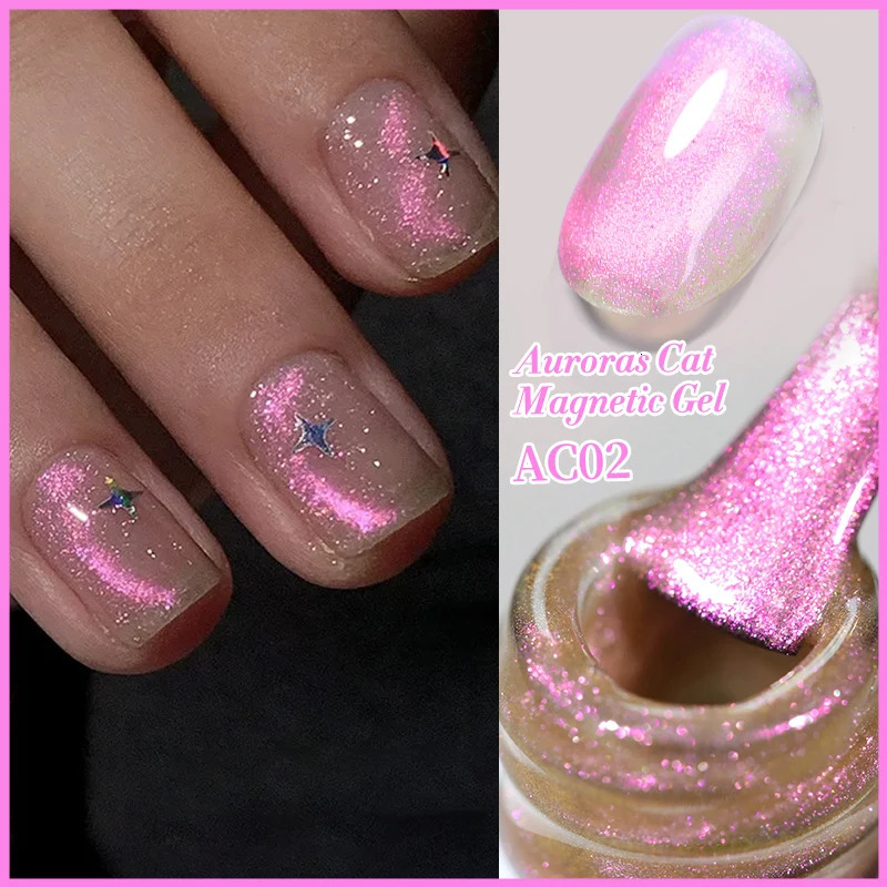 10ml Auroras Blue Cat Magnetic Gel Nail Polish Shining Glimmer Fairy Crystal Magnetic Gel Polish for Summer Nail DIY 240626