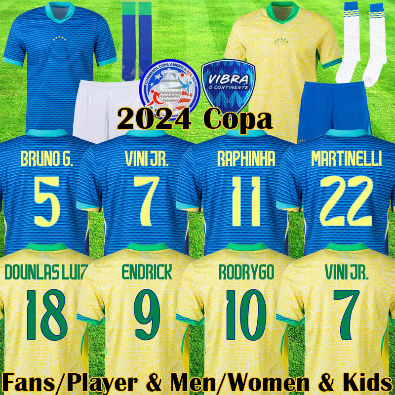 3XL 4XL 2024 Copa BRAZILS Soccer Jerseys ENDRICK Camiseta futbol PAQUETA equipment VINI JR football shirt MARTINELLI Player Version kits brasil RODRYGO maillot