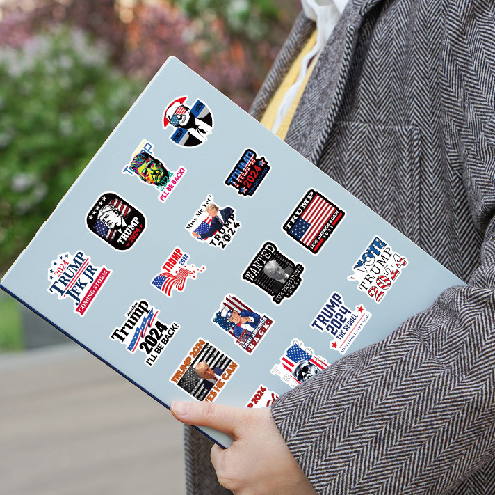 53pcs Trump 2024 Us Presidential Election Speech Stickers Funny Walls Laptop Luggage Fridge Suitcase Decals Decoration