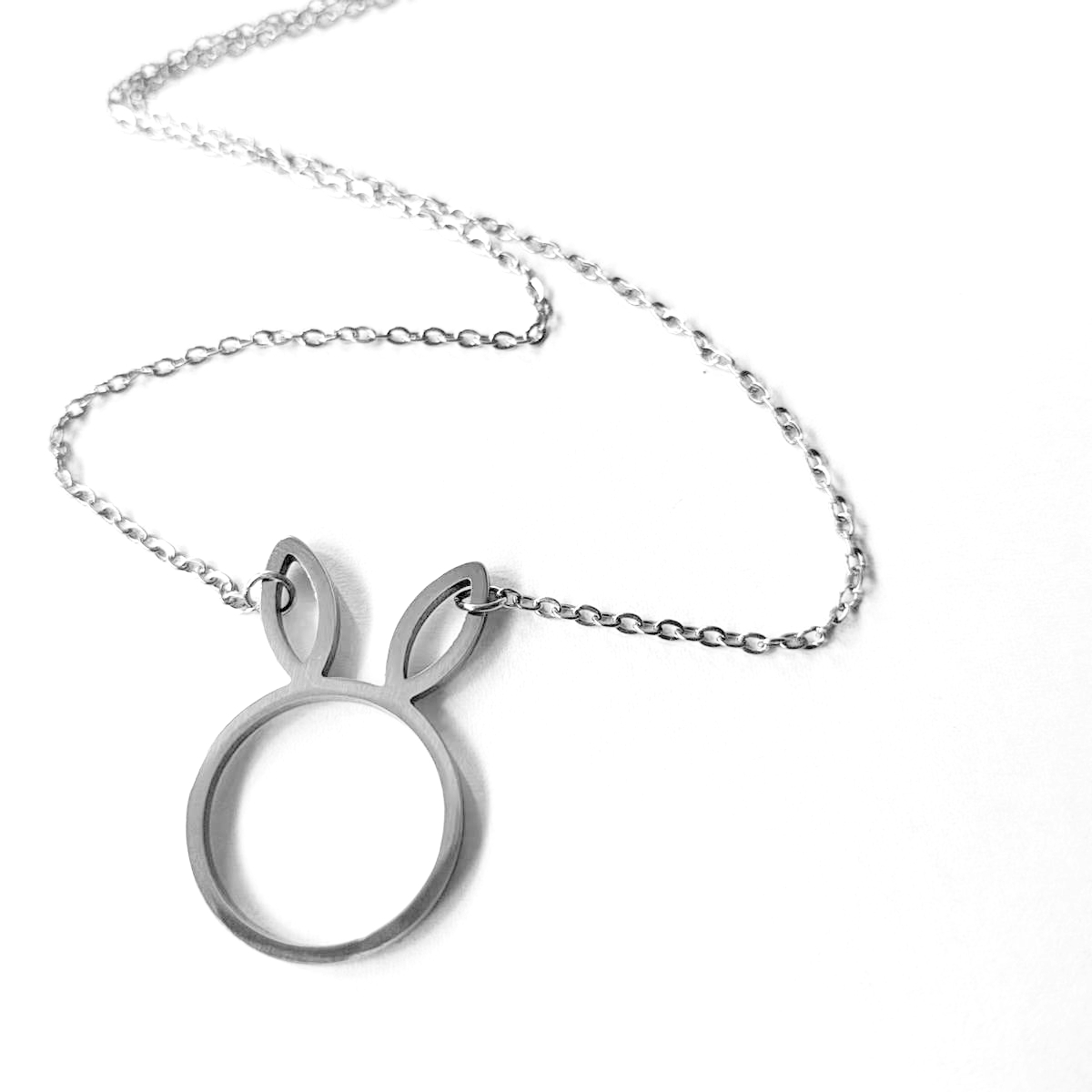 Stainless Steel Cute Bunny Rabbit Ear Head Shape Necklace Pet Baby Hare Cartoon Animal Outline Cat Pendant Collar for Women Girl