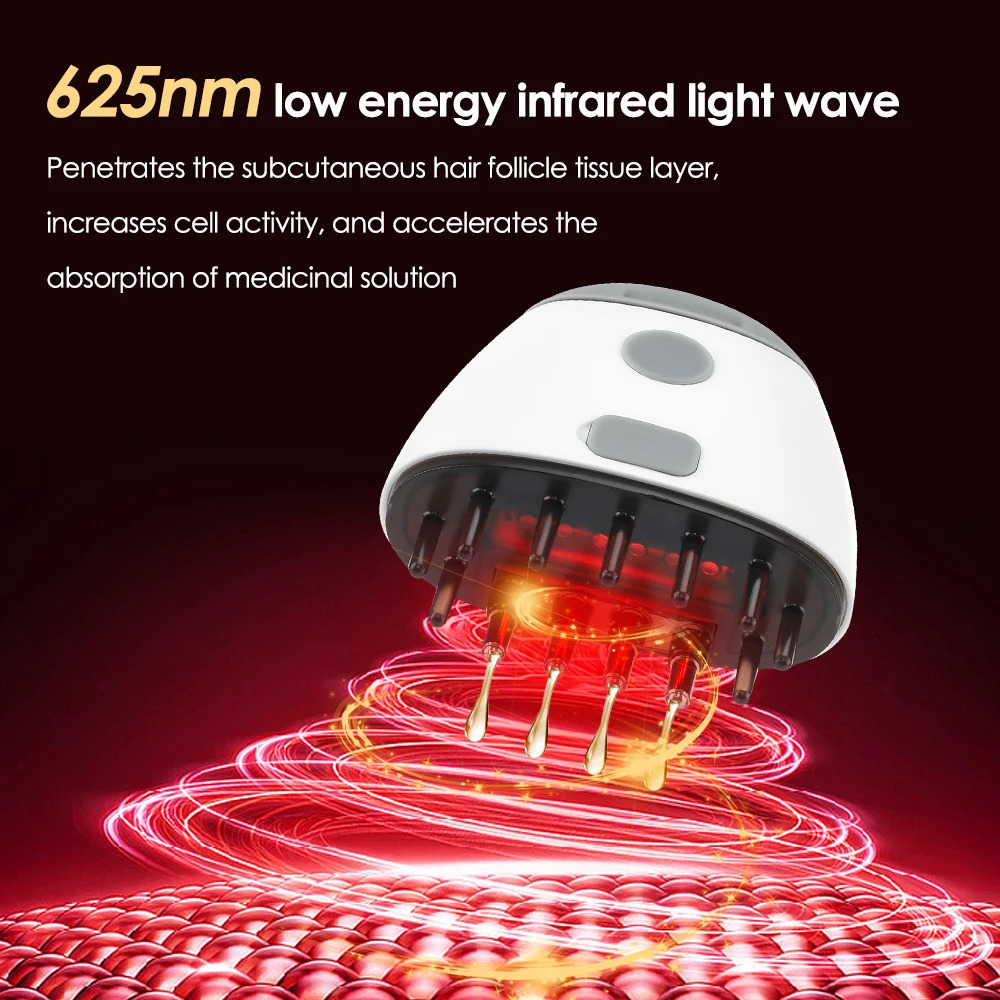 Scalp Applicator Mini Head Massager Roller Brush Essential Oil Medicine Liquid Applicator Red Light Massage Comb 240626