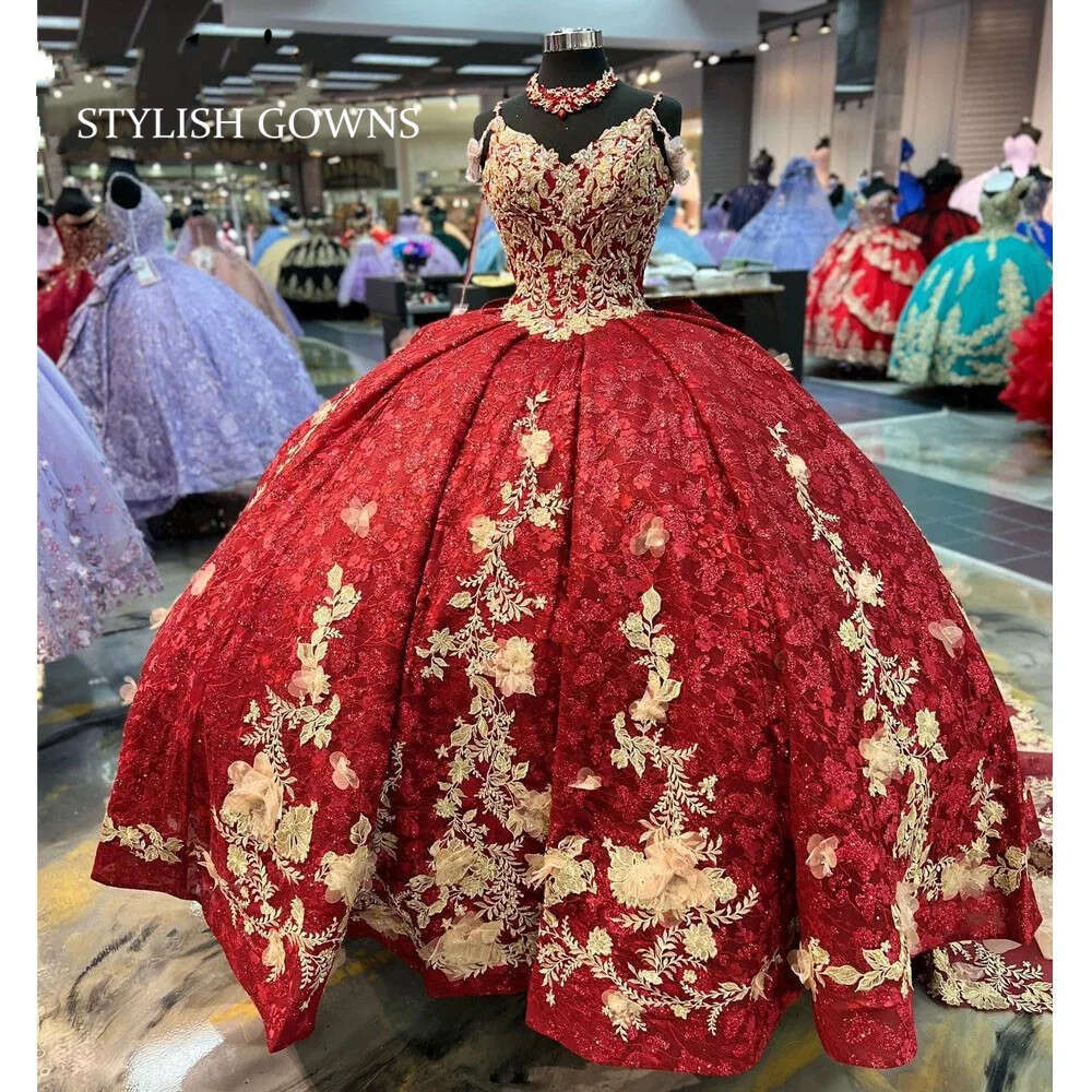 Stunning Mexico Red Sweetheart Quinceanera Dress Princess Ball Gown Perfect For Sweet 16 & Birthday Parties