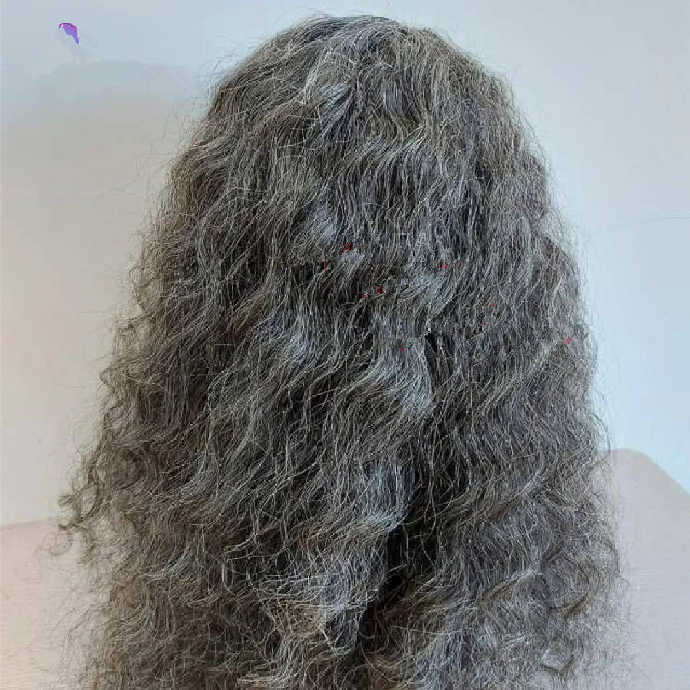 Black and Grey Wig for Black Women Highlight Grey Colored U Part Wig Human Hair 2x4 Curly UPart