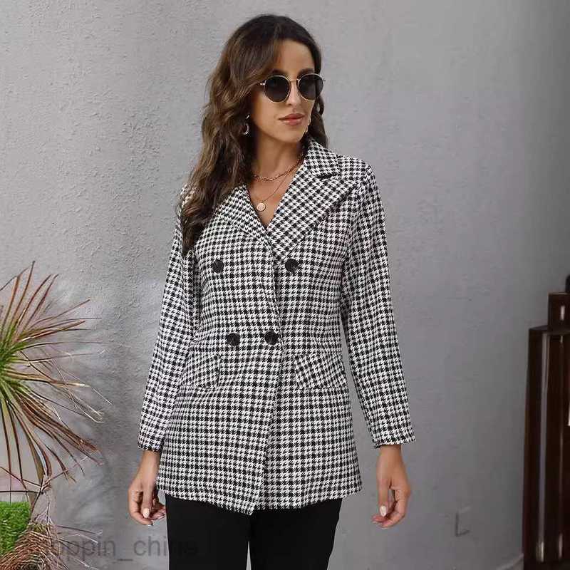fashion Women Jackets Coats Autumn new women's thousand bird check Lapel long sleeve coat