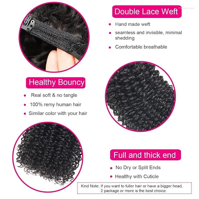 Curly Clip In Hair Extensions Human For Black Women 8Pcs 18Clips Doub #1B Weft Brazilian Remy