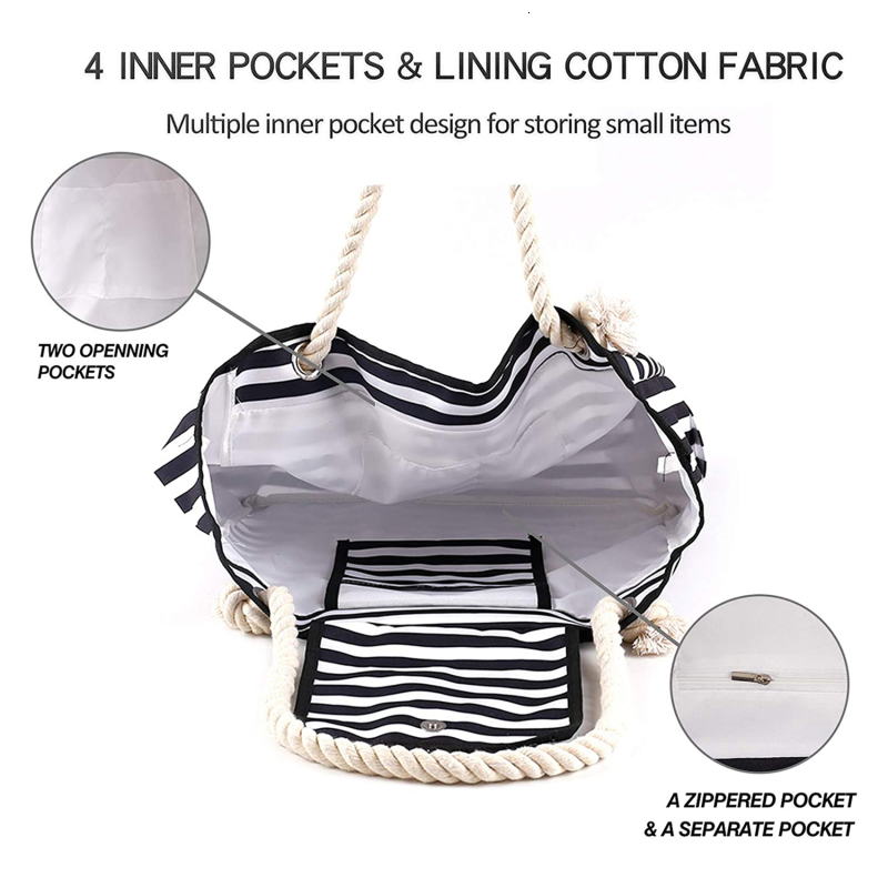 Casual Striped Canvas For Women Large Capacity Shoulder Daily Shopping Totes Student Bookbag for School Travel Beach Bag H6.27#26.8 ddmy ef65