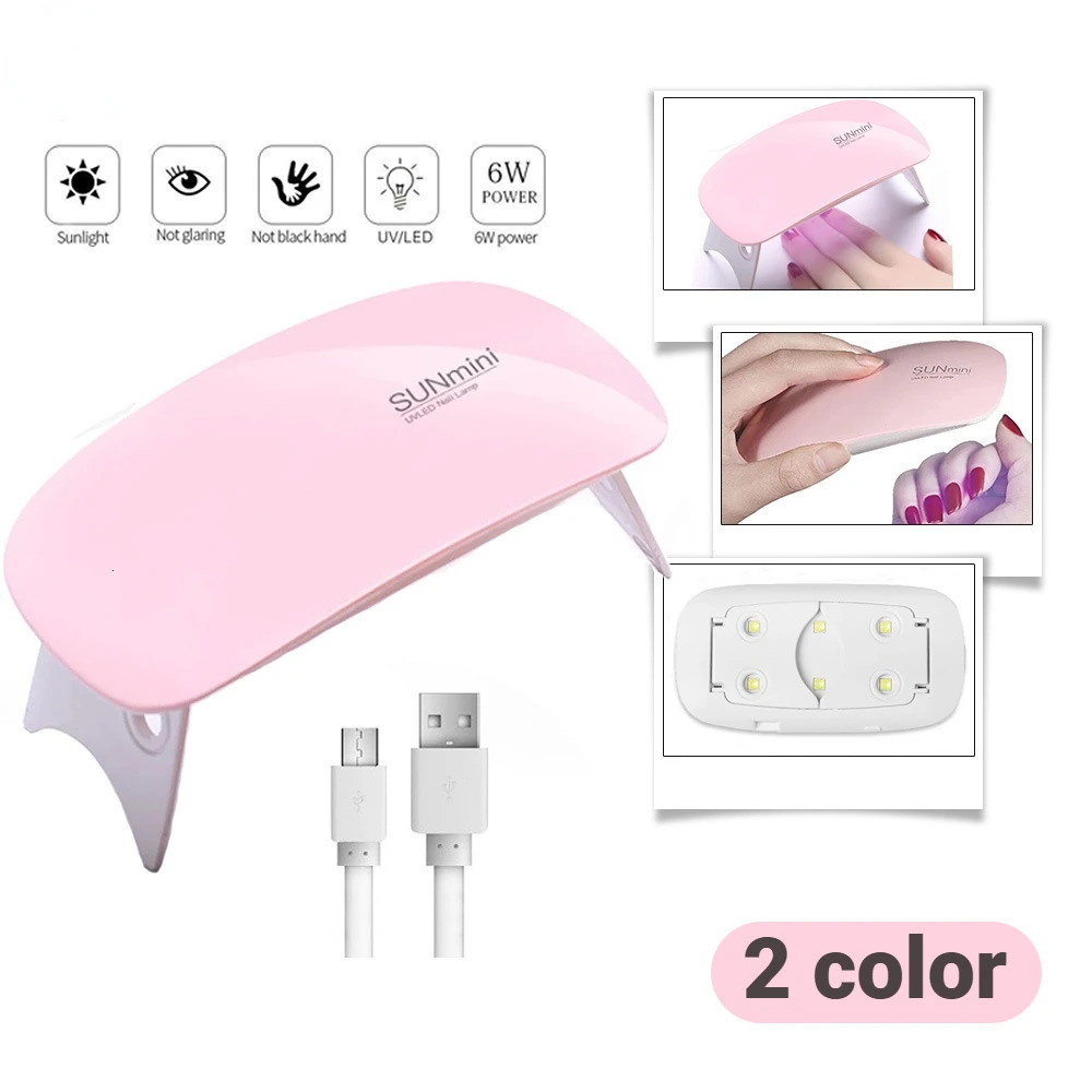 6W Mini Nail Dryer Machine Portable 6 LED UV Manicure Lamp Home Use Nail Lamp For Drying Nails Polish Varnish With USB Cable 240626