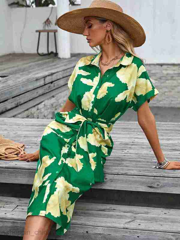 Basic Casual Dresses Women Dress Women's Dress Summer Tailored Single breasted Women's Wear