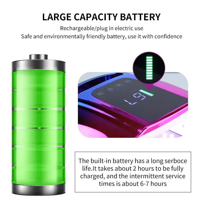 Rechargeable UV Nail Lamp Dryer 42LEDs Professional Wireless Nail Polish Curing Lamp for Drying All Nails Gel Polish Manicure 240626