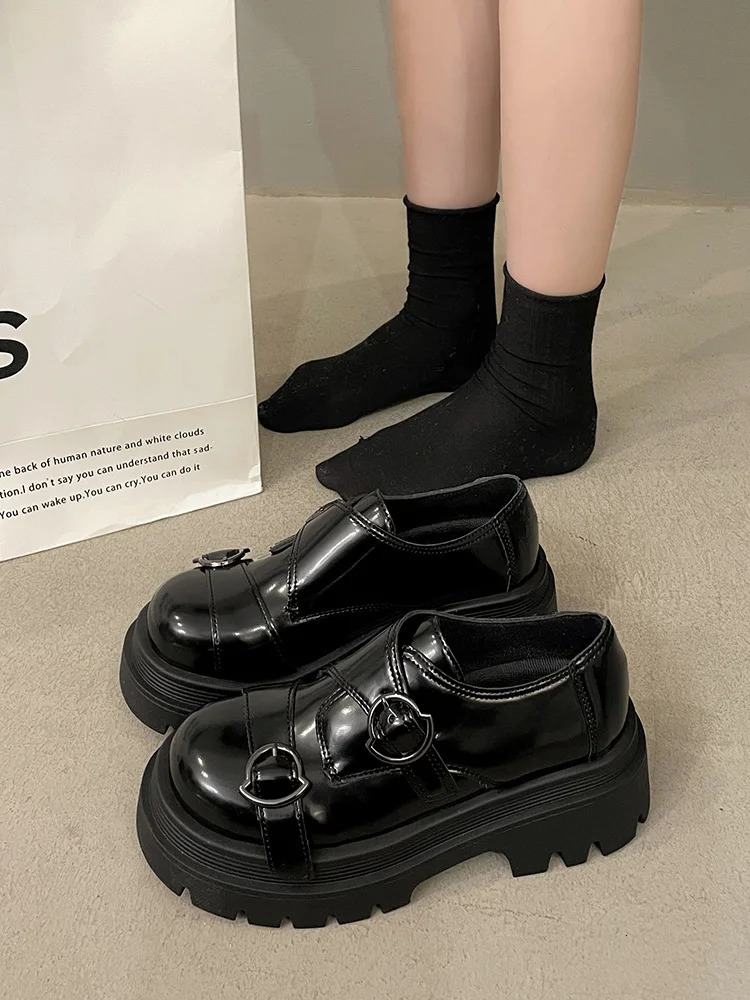 British Style Womens Shoes Platform Oxfords Casual Female Sneakers Loafers With Fur Shallow Mouth Round Toe Flats Preppy Clogs 240627