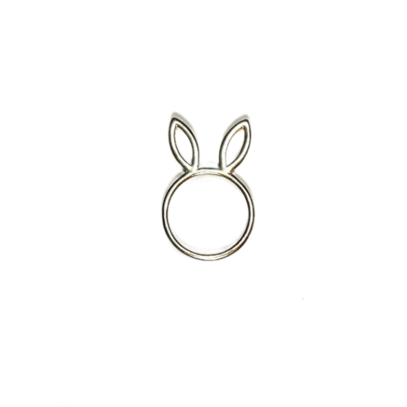 10PCS Vintage Cute Bunny Rabbit Ears Head Shaped Ring Stainless Steel Baby Hare Cartoon Animal Outline Cat Finger Cuff for Women Girl