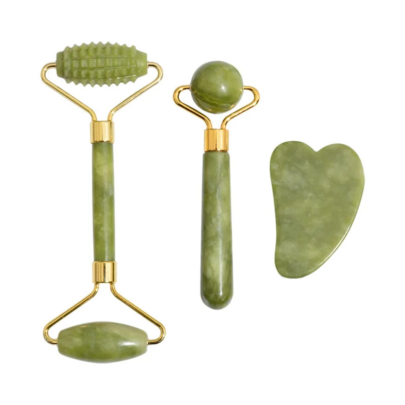 Natural Jade Roller Massager for Face Roller liftting Anti- Gua Sha Jade Stone Face Massager Beauty Skin Care Tool 240626