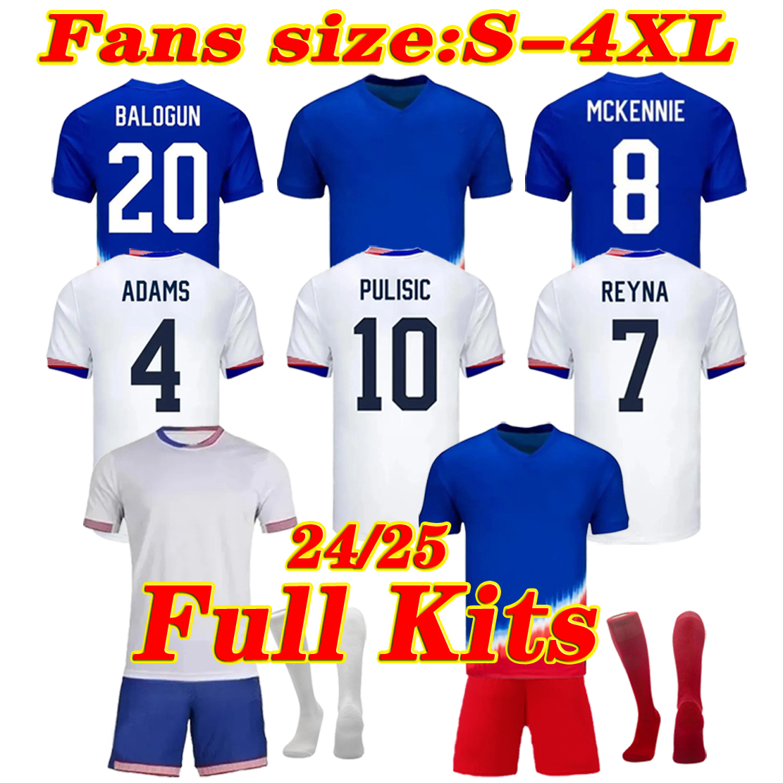 24 25 soccer jersey Copa America USWNT PULISIC McKENNIE REYNA ADAMS BALOGUN CARDOSO Boutique Customization Home White Away blue Kids Kit man player football shirt