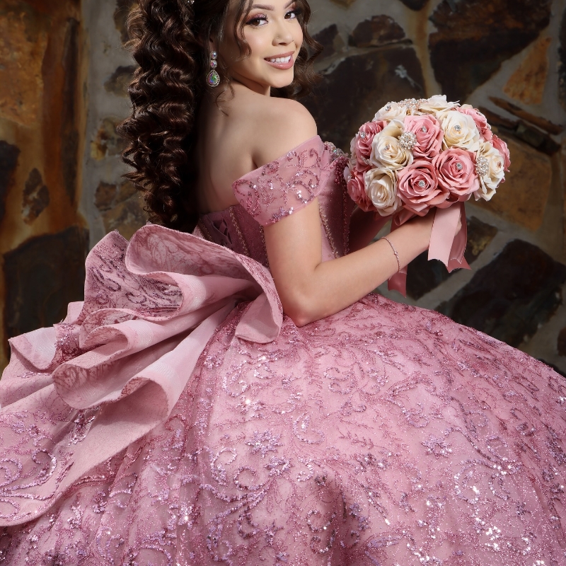 Pink Shiny Ball Gown Quinceanera Dress Off The Shoulder 2024 Sweetheart Crystal Bead Tull Birthday Party Sweet Vestidos De 15 Anos