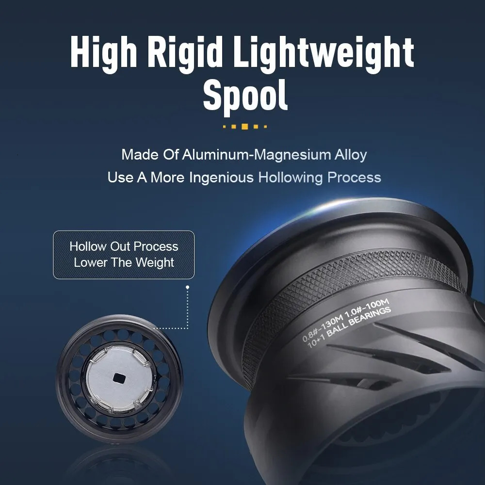 Kingdom Tegmen 5.2 1 6.2 1 143g Spinning Fishing Reels High Speed Gear Ratio Light Carbon Fiber Body Drag 101 Bearing Quantity 240620