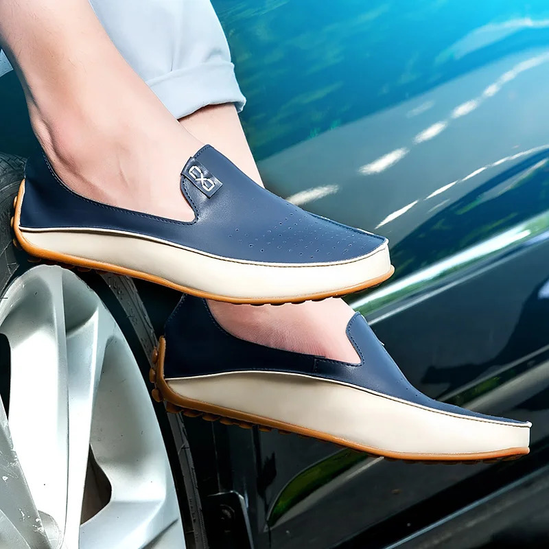 Italian Mens Boat Shoes Plus Size 47 Light Leather Mens Loafers Breathable Slip-on Casual Flats Men Driving Shoes Male 240626