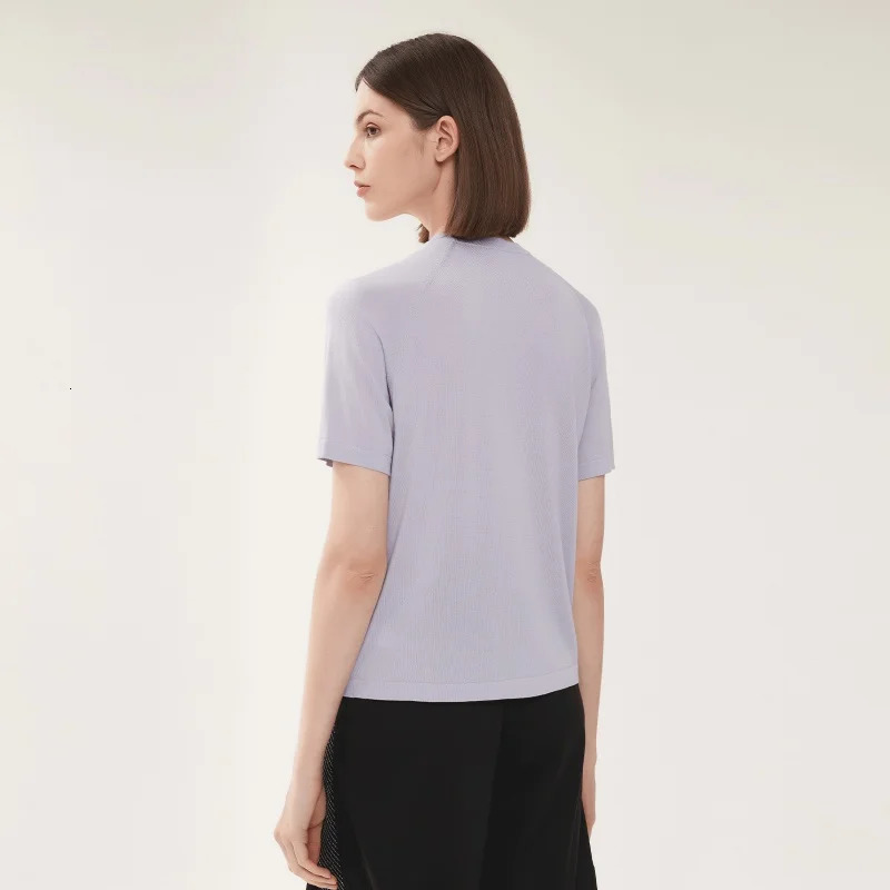 Bc120 Summer vintage Womens Clothing Knitted Tee Shirt for Women Ladies Silk Wool Tops Knitted Tshits Clothes 240618