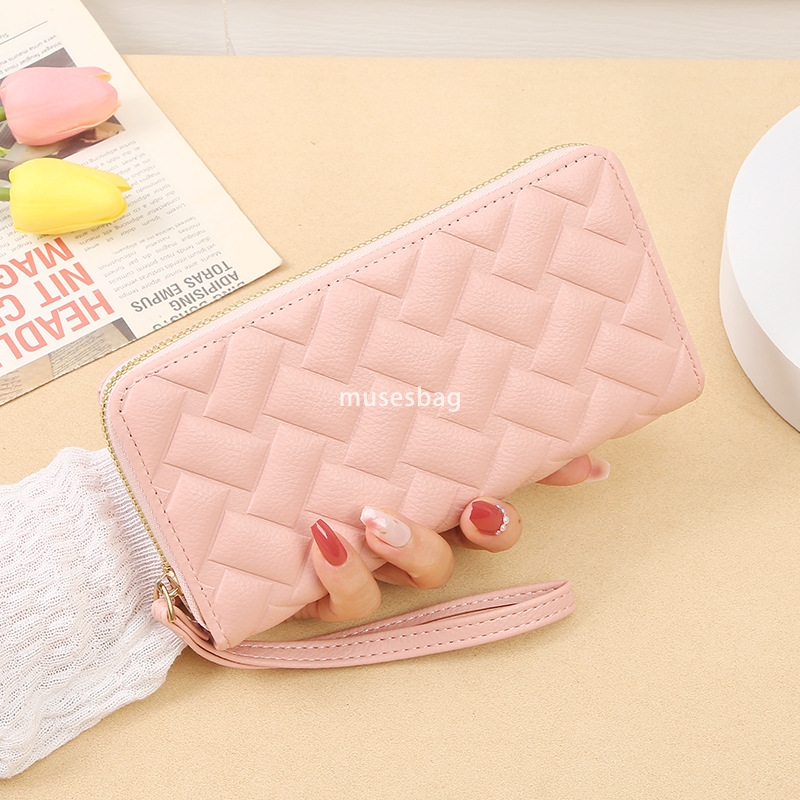 Korean women's high-end feeling new classic and practical large capacity wallet long lightweight multi card single zipper high-end hand-held bag 