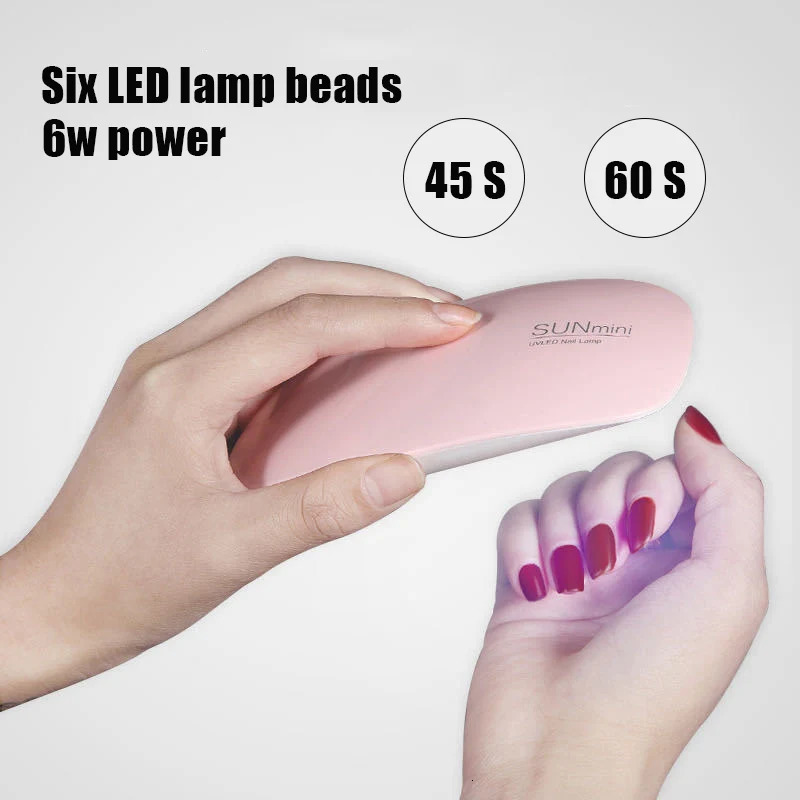 6W Mini Nail Dryer Machine Portable 6 LED UV Manicure Lamp Home Use Nail Lamp For Drying Nails Polish Varnish With USB Cable 240626