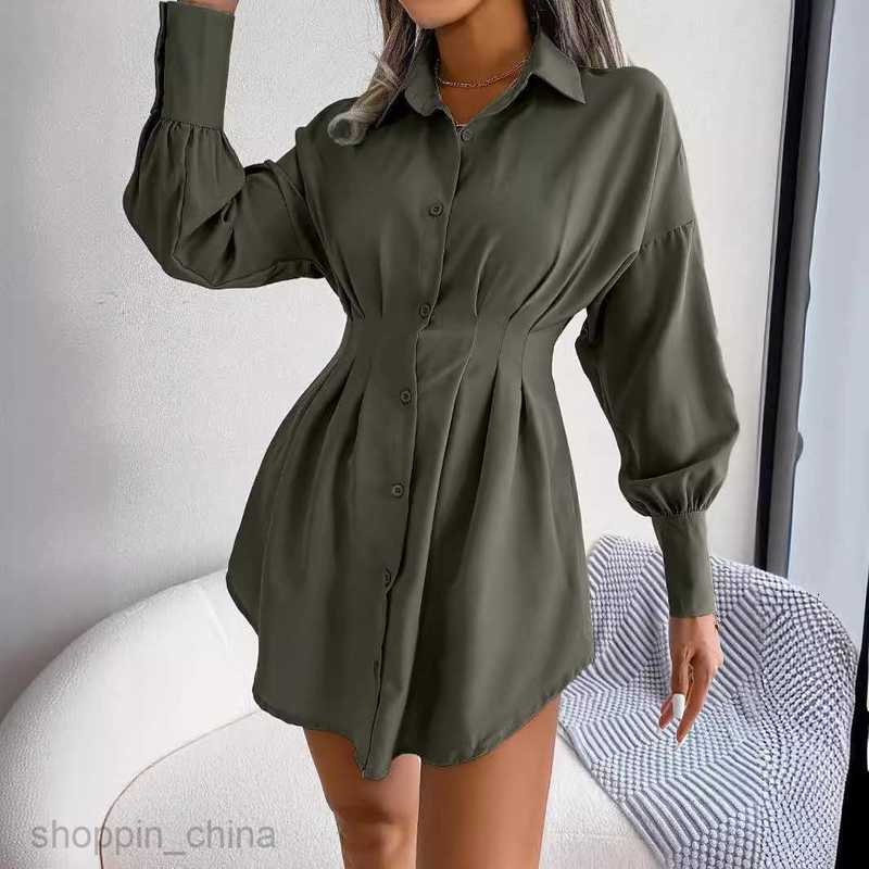 Women Casual Dresses fashion dress style spring/summer casual lantern sleeves with waistband asymmetrical dress shirt skirt women's clothing