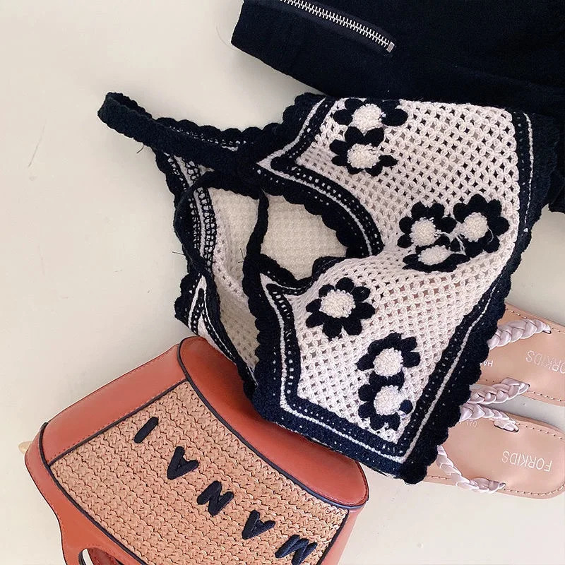 Fashion Baby Girl Knitted Clothes Set Strap Flower VestShorts 2PCS Infant Toddler Child Summer Crop Top Clothing Suit 112Y 240618