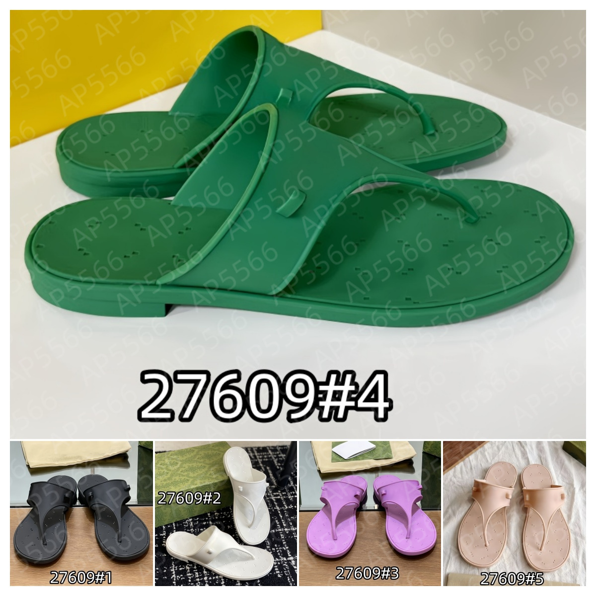 Letter logo print metal button jelly color clip foot slippers flip-flops women's shoes
