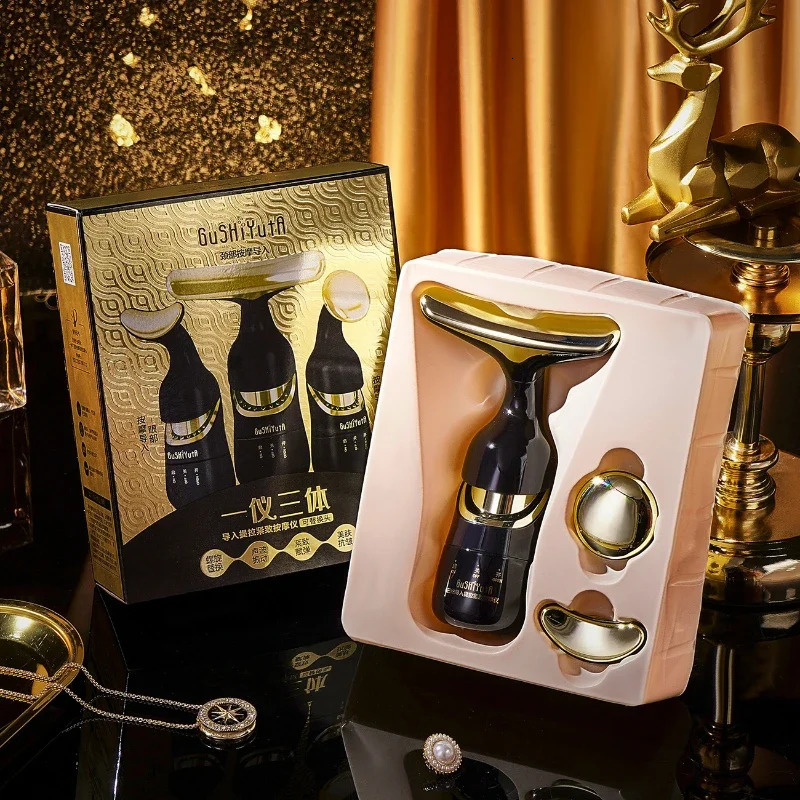 3 In 1 Face Massager Neck Eye Massage Introducer Microcurrent Skin Rejuvenation Anti Aging Beauty Device Drop 240626