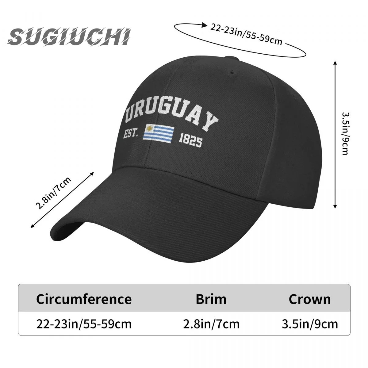 Uruguay Flag With EST Year Hat Unisex Adjustable Baseball Cap Men Women Outdoor Hip Hop For Gift 240626