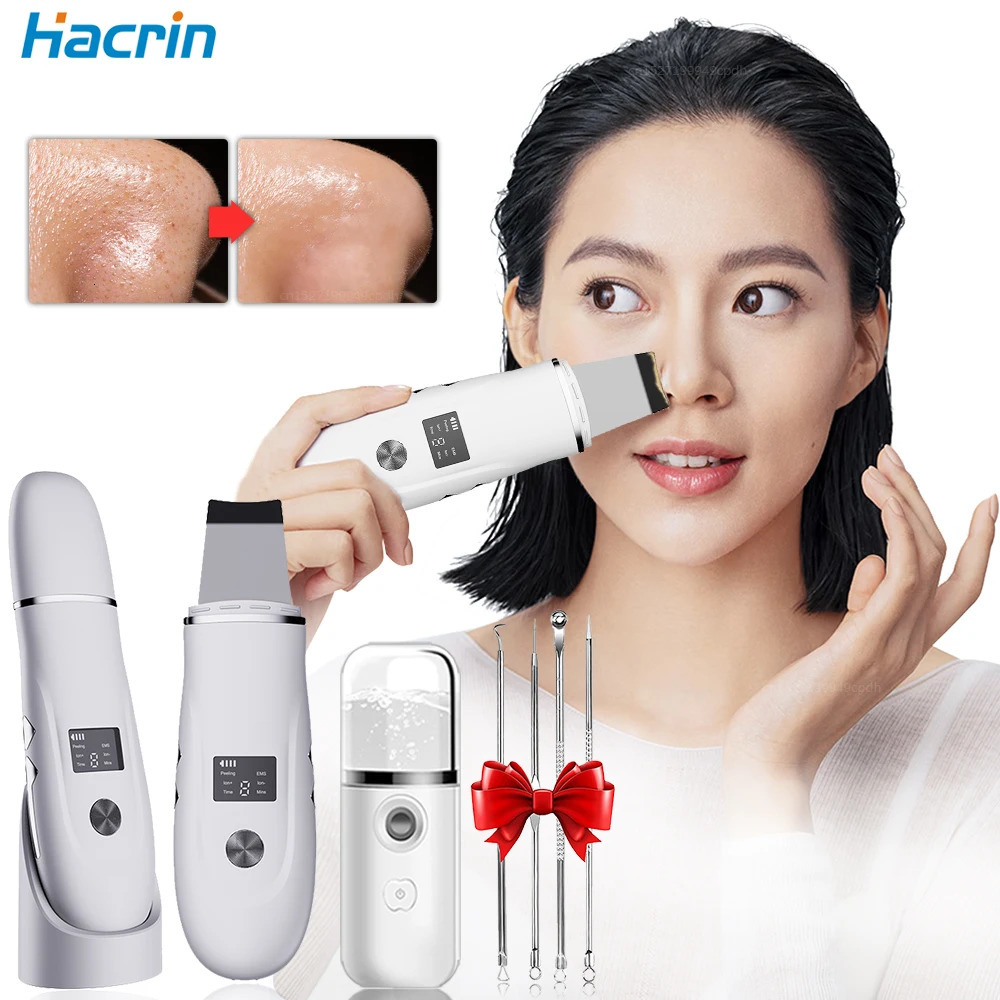 Ultrasonic Cleaner Peeling r Blackhead Skin Scrubber Shovel Deep Cleaning Face Removal Pore Acne EMS 240626
