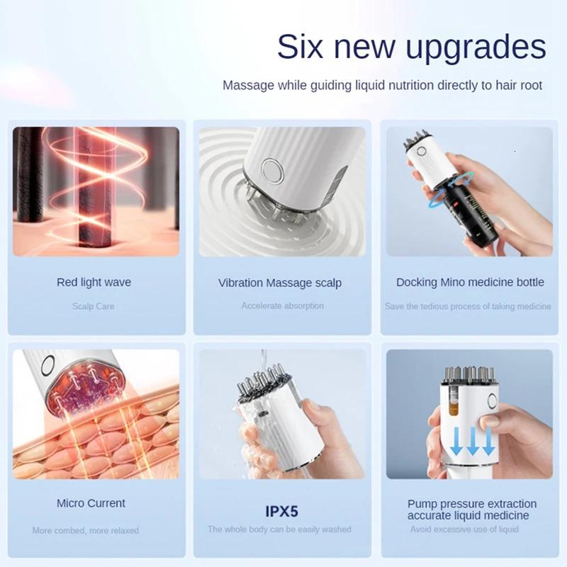 3-In-1 Vibrating Hair Oil Applicator Hair Treatment Massager Red Lights With 70Ml Storage Hair Treatment Growth Applicator 240626