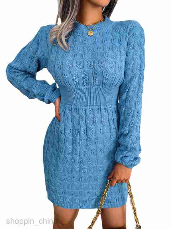 Women Casual Dresses fashion dress Autumn and Winter Leisure Fried Dough Twists Waist Pack Hip Dress Skirt Women's Wear