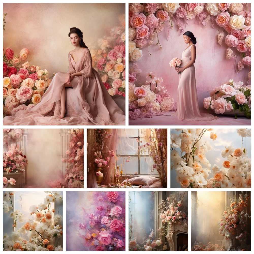 Background Material Natural Light Floral Fine Arts Backdrop For Photo Maternity Kids Adult Art Portrait Wedding Shower Background Studio Photography