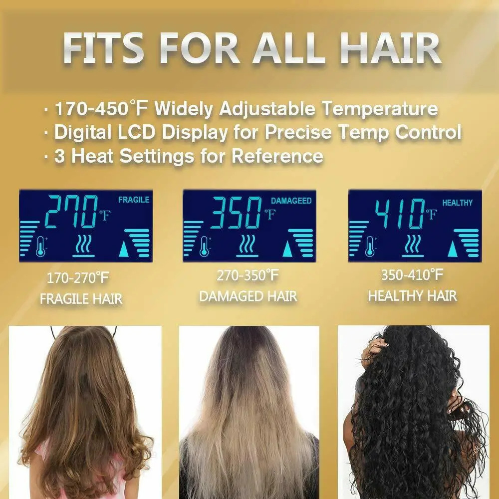 KIPOZI Hair Straightener Professional Flat Iron Digital LCD Display Flat Iron Comb Hair Curler Beauty Care Curling Iron 240626