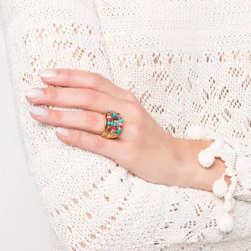 fresh water pearl beaded ring multi-layer wear ring 240626