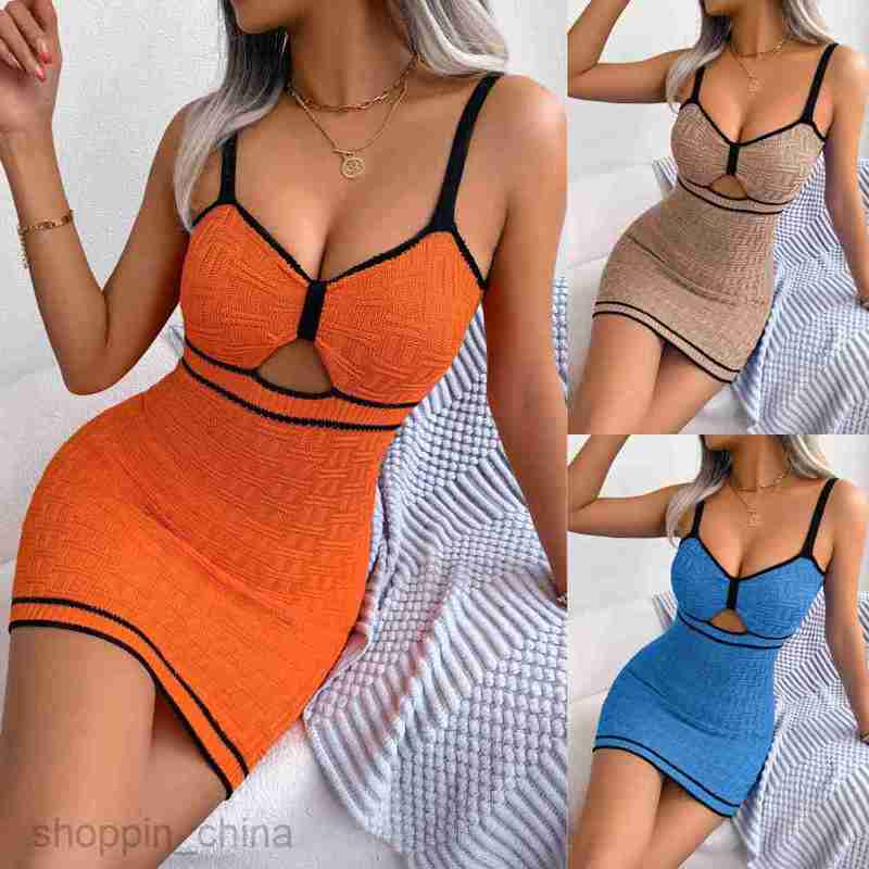 Women Casual Dresses fashion dress Spring/Summer Sexy Hollow out Design Knitted Wrapped Hip Skirt Holiday Sling Skirt Women's Wear