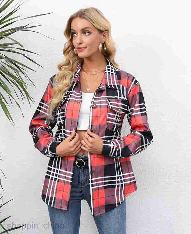 fashion Women Jackets Coats Women's autumn and winter printed single breasted medium length long sleeved jacket